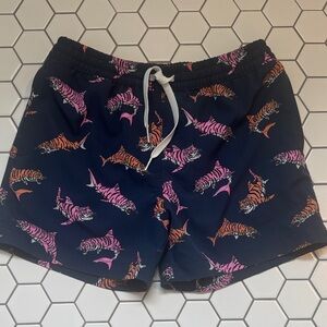 Boys Chubbies Orange and Black Youth Swim Shorts medium 10/12